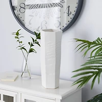 White Ceramic Contemporary Vase, 16" x 6" x 6"