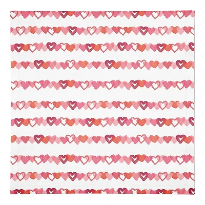 Watercolor Heart Stripes 10" x 10" Cotton Twill Napkin