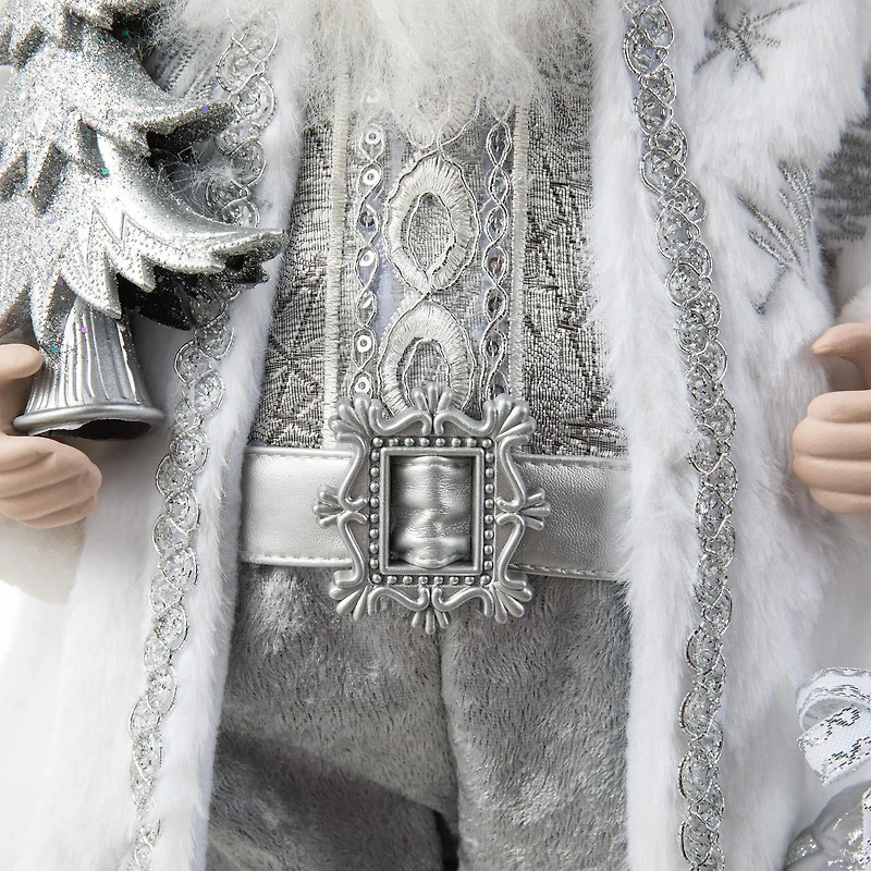 Glitzhome® 18" Faux Fur Christmas Frosty Santa Figurine