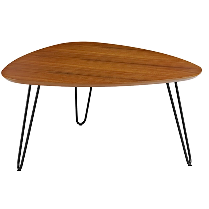 Walnut Guitar Pick Hairpin Leg Mid Century Modern Wood Coffee Table