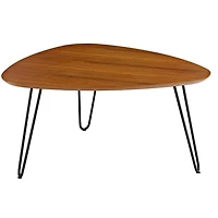 Walnut Guitar Pick Hairpin Leg Mid Century Modern Wood Coffee Table