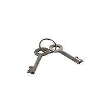 Grey Metal Industrial Lock and Key, 2" x 4" x 2"