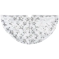 20" White & Silver Sequin Snowflake Mini Tree Skirt