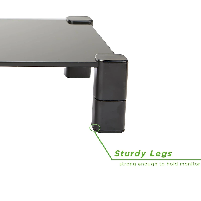 Mind Reader Black 4 Leg Glass Desktop Monitor Stand