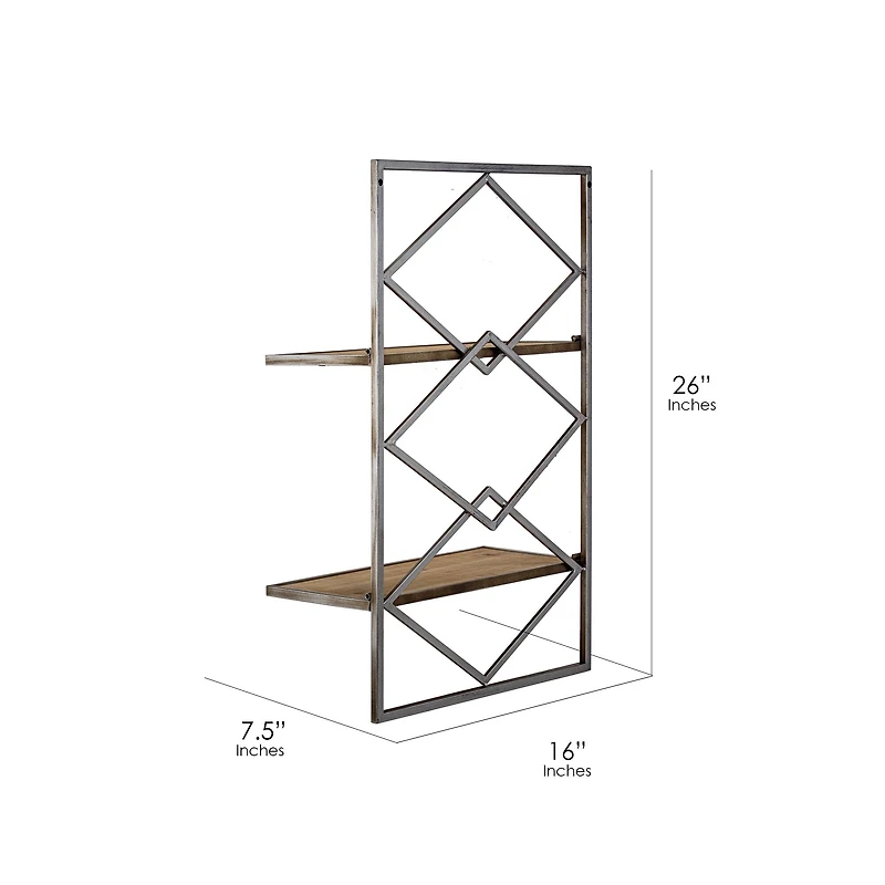 16" Wood & Metal Hanging Shelf Rack