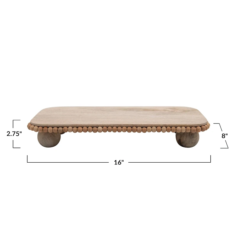 Hello Honey® 16" Natural Decorative Mango Wood Pedestal with Wood Beads