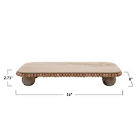 Hello Honey® 16" Natural Decorative Mango Wood Pedestal with Wood Beads
