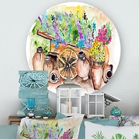 Designart - Lavender Flowers On Ancient Cart