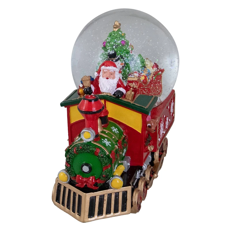 8.5" Green and Red Christmas Train Snow Globe
