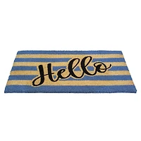 Natural Coir Striped Hello Doormat