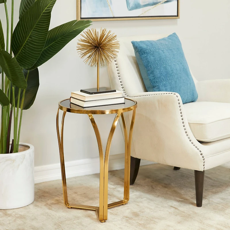 Gold Metal Contemporary Accent Table 23" x 16" x 16"