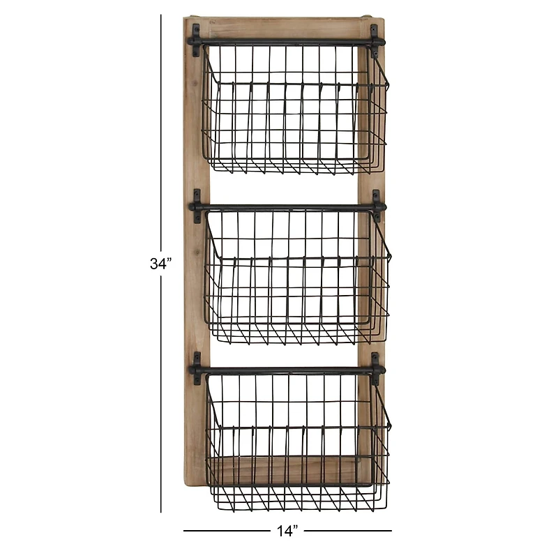 34" Black Metal Farmhouse Magazine Rack