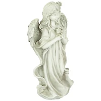 17" Peaceful Angel Holding a Rose Outdoor Garden Statue