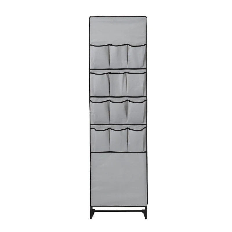 Honey Can Do 27" Gray Portable Wardrobe Closet with Cover & Side Pockets