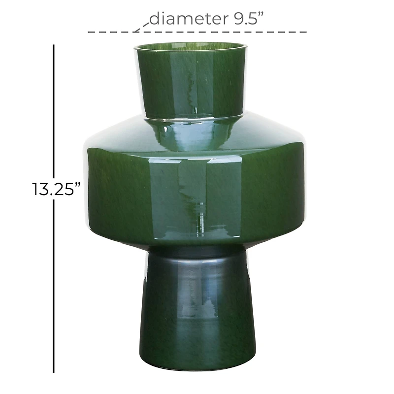 The Novogratz 13" Green Modern Glass Vase