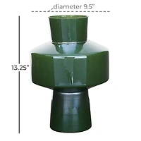 The Novogratz 13" Green Modern Glass Vase
