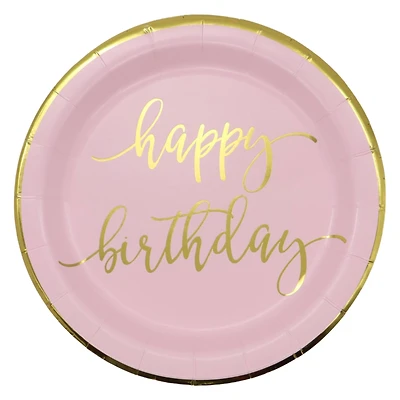 7" & Gold Happy Birthday Snack Plates