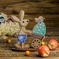 Wonderland Crafts Bunny & Egg Stroller Bead Embroidery on Wood Kit
