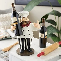 16" Chef Sculpture with Wine Holder Slots
