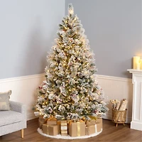 7.5ft. Pre-Lit Snowy Bedford Pine Artificial Christmas Tree, Clear Lights