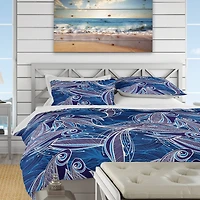 Designart 'Blue Pattern with Fantastic Fishes' Nautical & Coastal Bedding Set