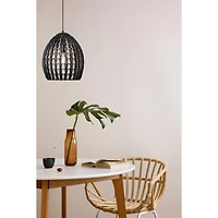 Hello Honey® Persephone Black Metal & Handwoven Rattan Ceiling Light