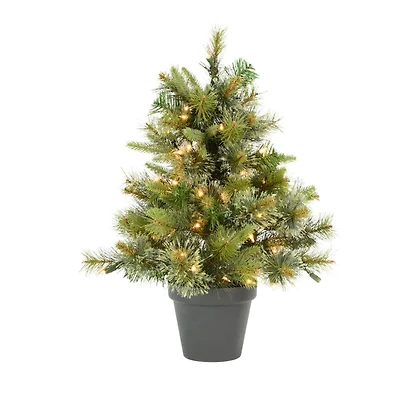 2ft. Pre-Lit Cashmere Pine Artificial Christmas Tree in Pot, Warm White Dura-Lit® LED Lights