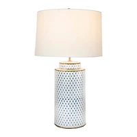 Hello Honey® 28" Indigo & White Ceramic Table Lamp