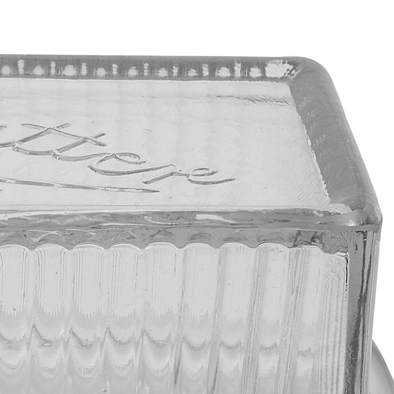 Hello Honey® 6.5" Clear Pressed Glass Butter Dish with Lid