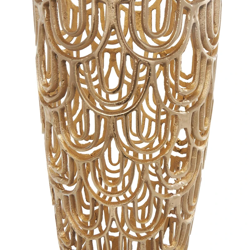 25" Gold Aluminum Metal Arched Vase