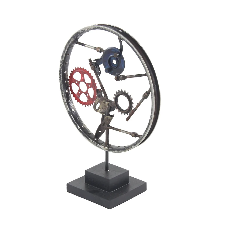 23" Gray Metal Industrial Gears Sculpture