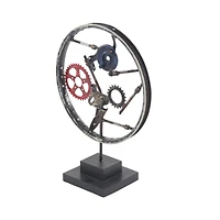 23" Gray Metal Industrial Gears Sculpture