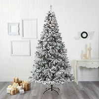 8ft. Unlit Flocked White River Mountain Pine & Pinecones Artificial Christmas Tree