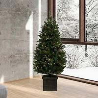 5ft. Pre-Lit Potted Mixed Berry Pine Artificial Christmas Tree, White LED Lights