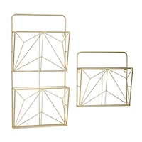 Gold Metal Rustic Wall Shelf Set