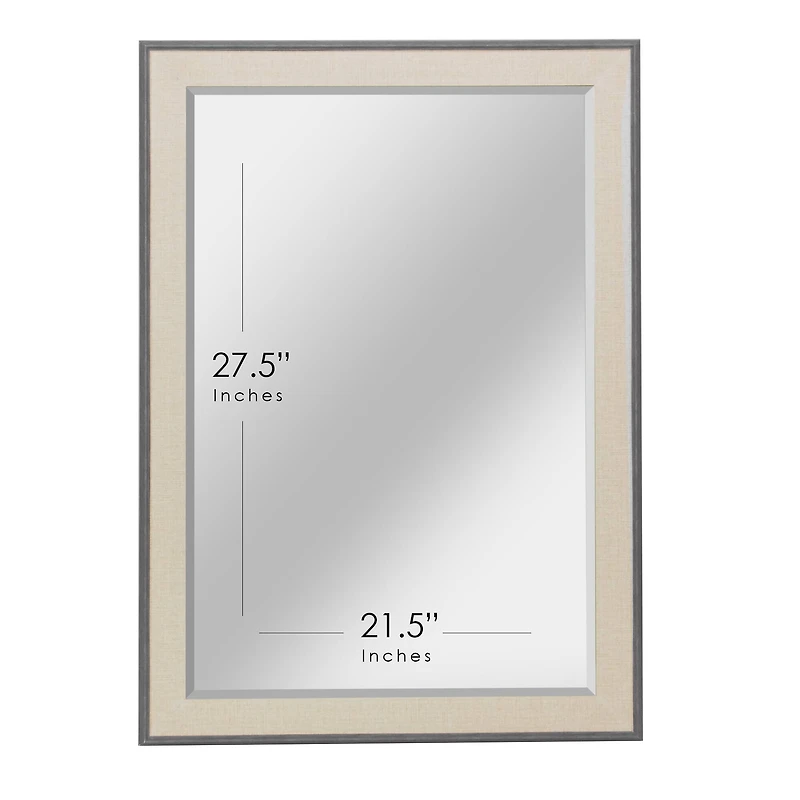 Head West Textured Gray Mat Framed Beveled Glass Accent Mirror