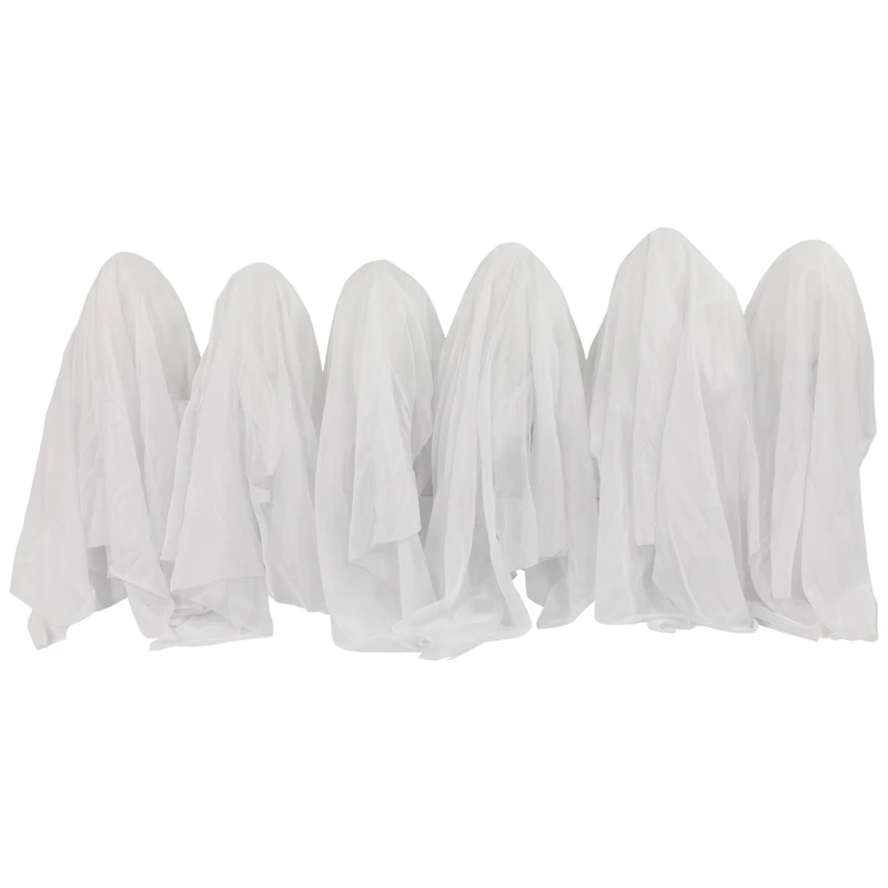 30" LED Lighted White Ghost Outdoor Halloween Lawn Stakes Set, 6ct.