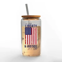16oz. Liberty & Justice Flag Glass Can Cup