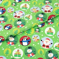 SINGER Christmas Snowglobes on Green Cotton Fabric
