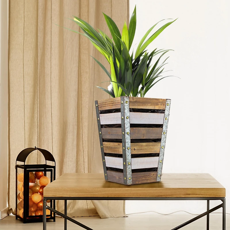 17.5" Wood & Metal Storage Crate