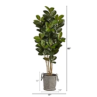 5.5ft. Oak Tree in Handmade Black & White Natural Jute & Cotton Planter