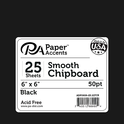 PA Paper™ Accents Black 6" x 6" 50pt. Chipboard, 25 Sheets