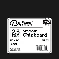 PA Paper™ Accents Black 6" x 6" 50pt. Chipboard, 25 Sheets