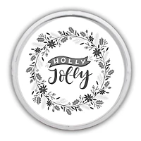Holly Jolly Wreath Round White Framed Print Wall Art