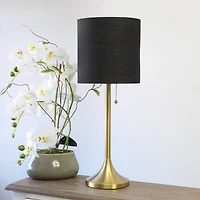 Simple Designs 21.5" Tapered Gold Table Lamp with Fabric Drum Shade