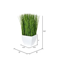 11.5" Artificial Green Potted Grass
