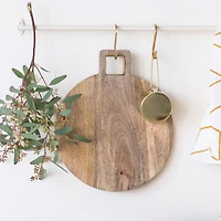 Hello Honey® Mango Wood Cutting Board with Brass Trim Handle