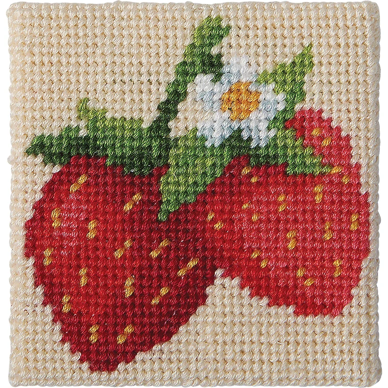 3" x 3" Strawberry Needlepoint Kit by Loops & Threads®