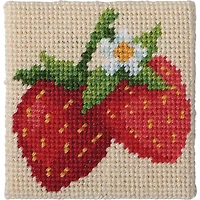 3" x 3" Strawberry Needlepoint Kit by Loops & Threads®