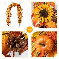 Glitzhome® 6ft. Fall Maple Leaf & Sunflower Garland